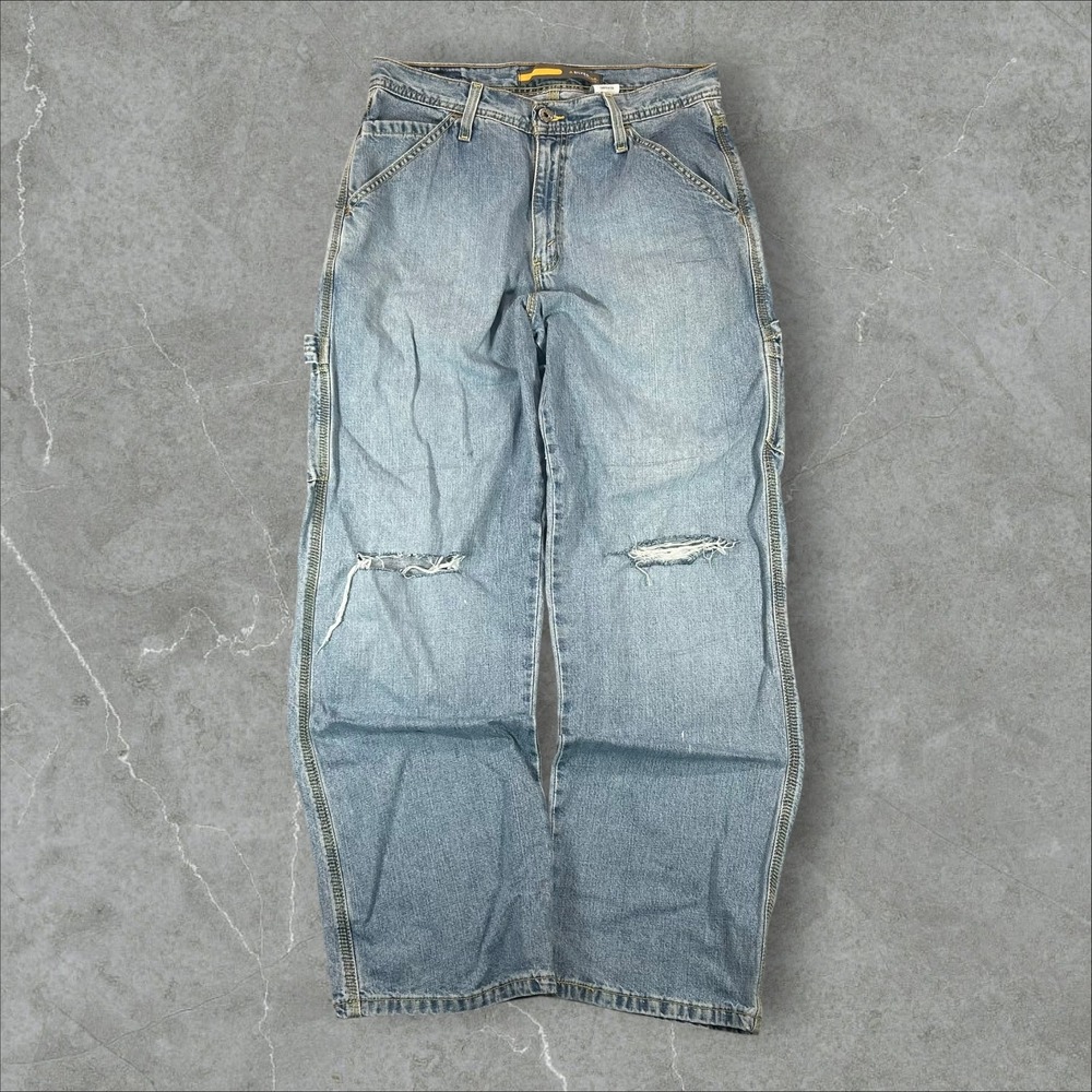 Levis SilverTab Carpenter Jeans Mens 30x32 Light Wash Distressed Wide Leg Y2K